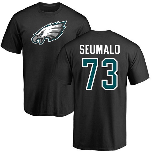 Men Philadelphia Eagles #73 Isaac Seumalo Black Name and Number Logo NFL T Shirt->nfl t-shirts->Sports Accessory